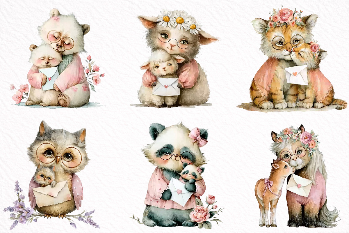 Mother's Day Animals Clipart, an Illustration by DreamArtGraphic (Photo 3 of 8)