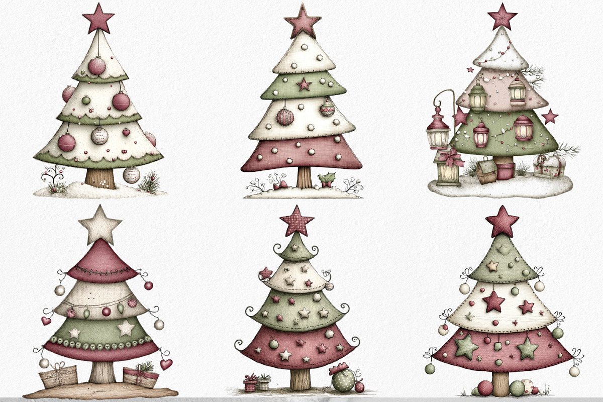 Watercolor Christmas Tree Clipart, an Illustration by Canvas Craft (Photo 3 of 7)