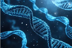 Close up of a DNA molecule double, an Illustration by Lermont51