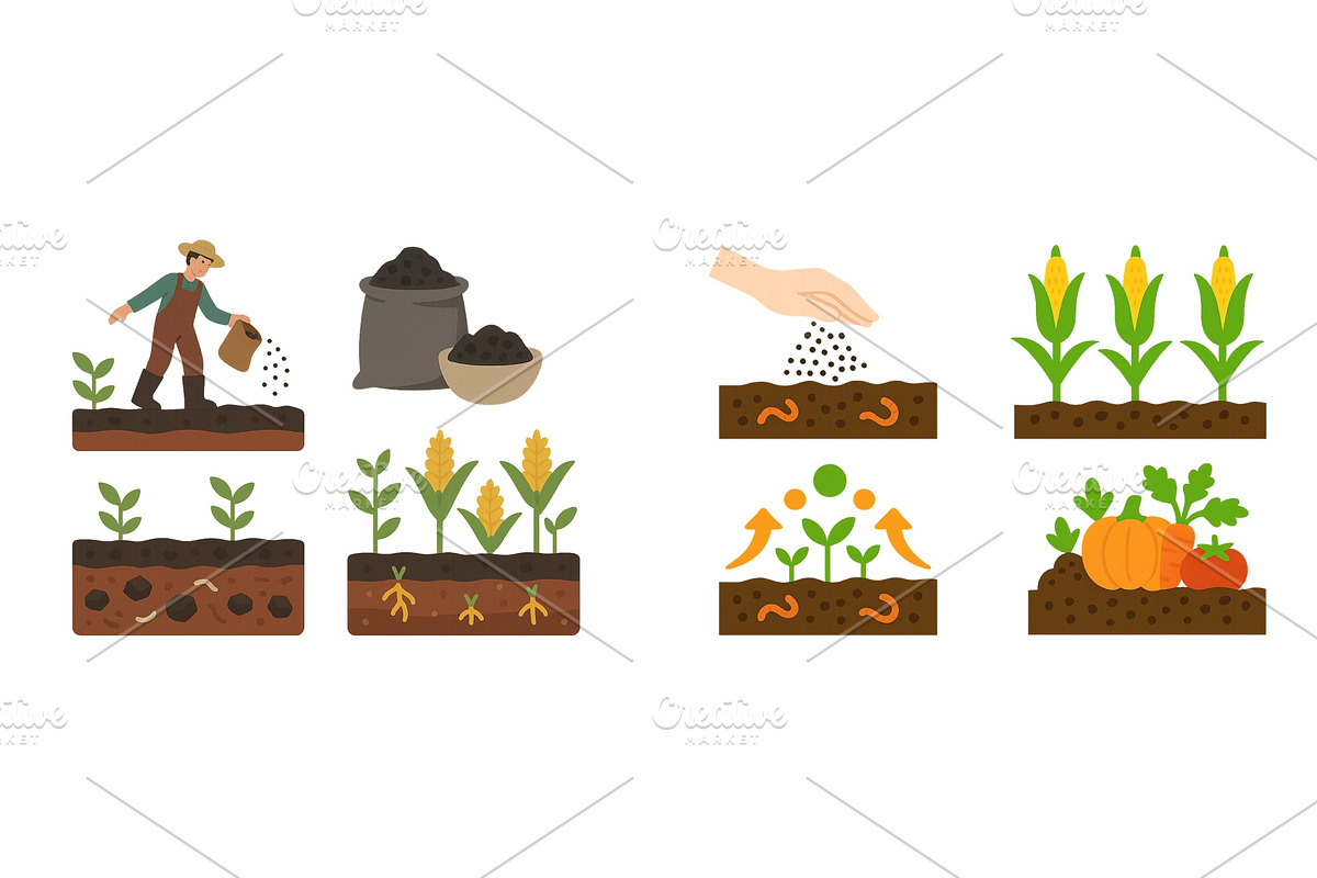 Farmer planting seeds and nurturing, a Food Illustration by ZinetroN
