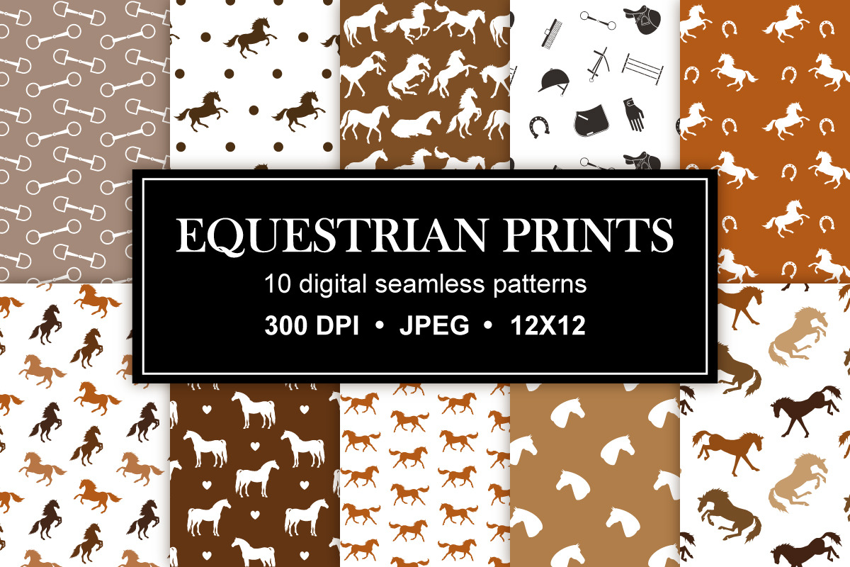 Equestrian seamless patterns set, a Pattern Graphic by Swetsol