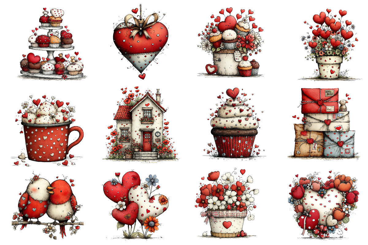 Whimsical Valentine's Day Clipart, an Illustration by Dream Creation (Photo 6 of 8)