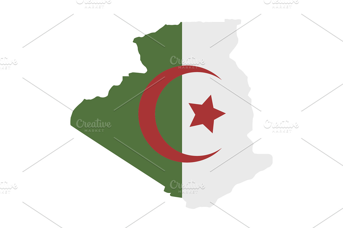 Algeria map flag, an Illustration by Mark1987