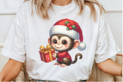 Christmas Cute Monkey Clipart Bundle, a Seasonal Illustration by Rose Art (Thumbnail 3 of 5)