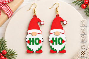 Christmas Gnome Earrings Laser Cut