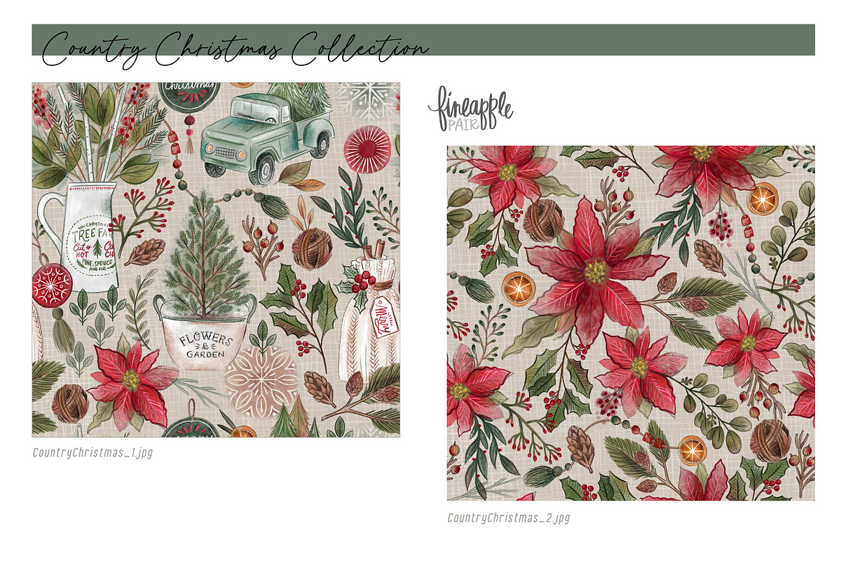 Country Christmas Digital Paper, a Pattern Graphic by FINEAPPLE (Photo 2 of 7)