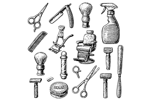 Barber Tools Collection, an Object Graphic by RT Studio