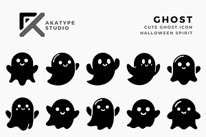 Cute Ghost Icon Vector, a Solid Icon by Akatype Studio
