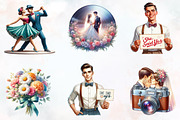 Retro Wedding Day Clipart, an Illustration by RobertsArt (Thumbnail 2 of 7)