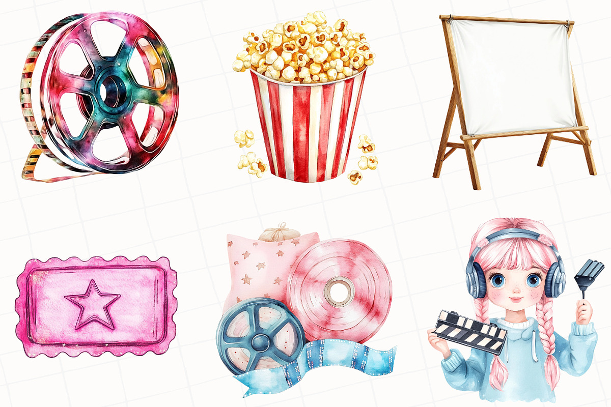 Summer Movie Night Clipart, an Illustration by OK Design (Photo 5 of 5)