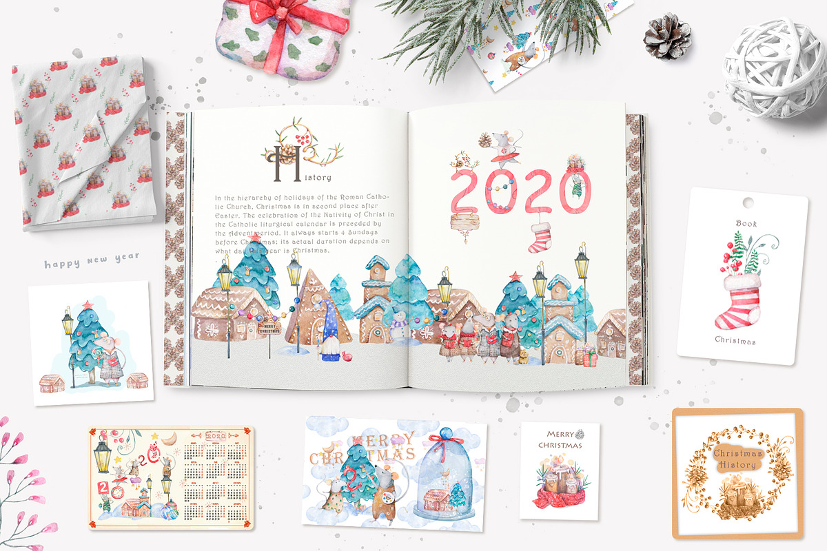 Christmas Story Watercolor cute Rats, an Animal Illustration by Ann Art Houze (Photo 10 of 13)
