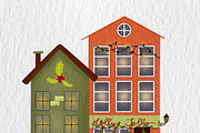 Christmas Houses Village Clipart, a Decorative Illustration by Oleksandra Illustrates (Thumbnail 3 of 14)