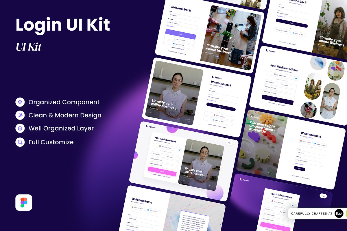 Logger - Login Page Ui Kit, an UI Kit Template by SLAB! Design (Photo 1 of 4)