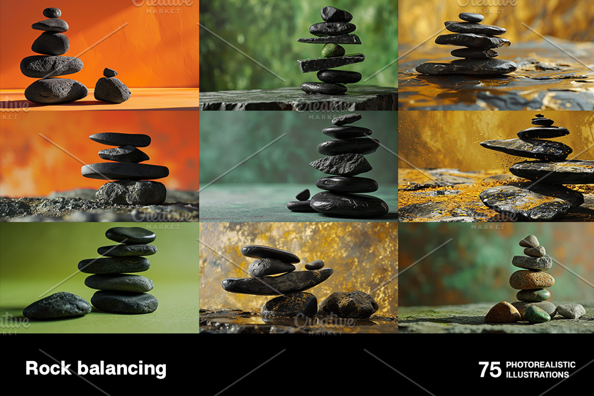 Rock balancing. 75 images, a Nature Photo by Handmadefont (Photo 4 of 14)