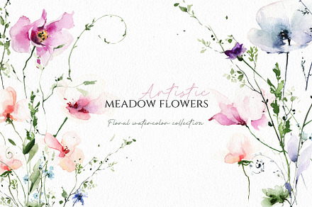 Artistic watercolor meadow flowers, a Decorative Illustration by Khrys.art