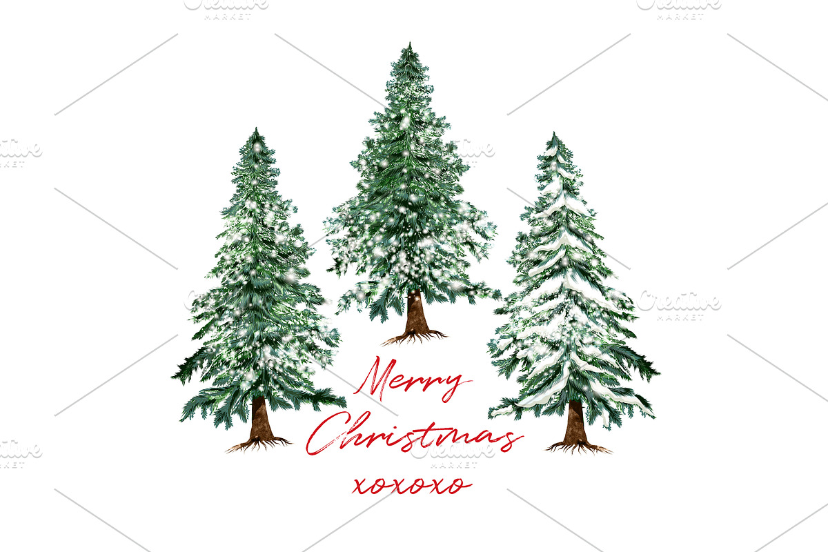 Christmas Trees Holiday Collection, a Seasonal Illustration by FleurArt (Photo 2 of 6)