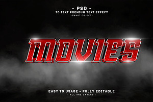 Editable 3D Text Effect MOVIES, a Layer Style Add-On by Md Jahidul99
