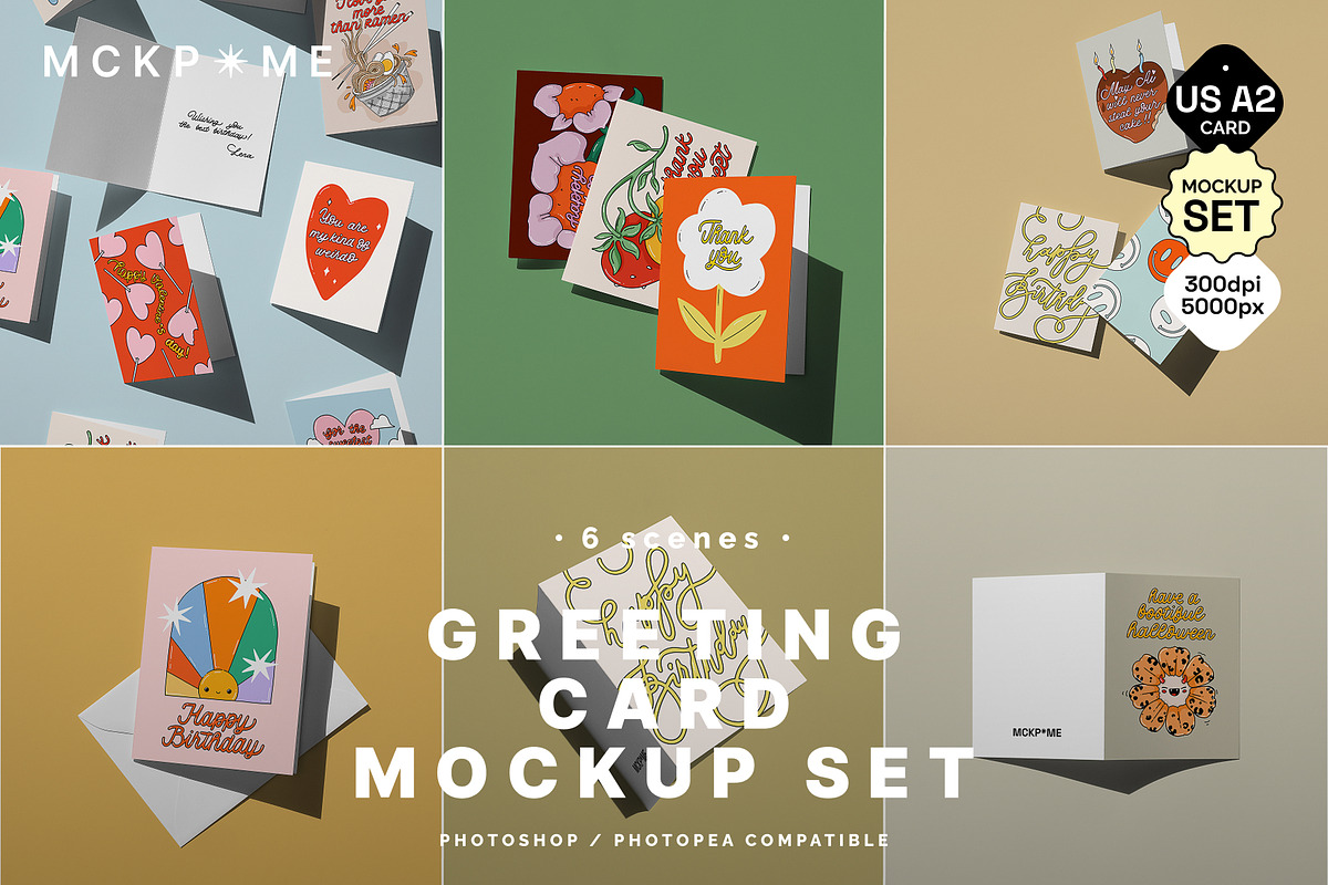 US A2 greeting card mockup set, a Merchandise Mockup by MCKP*ME (Photo 1 of 7)