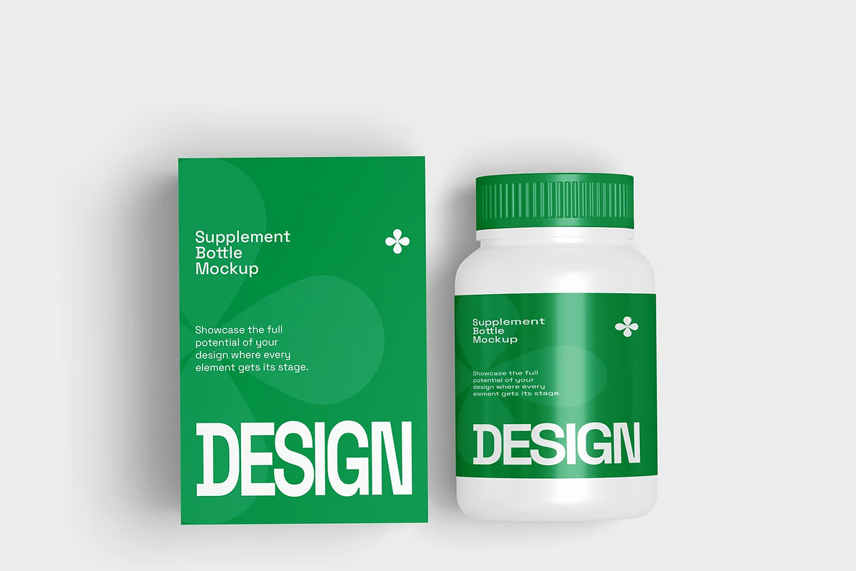 Supplement Bottle Mockup, a Packaging Mockup by renderstockmarket (Photo 3 of 4)