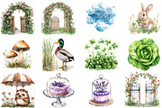 Spring Showers Watercolor Clipart, an Illustration by DreamCafeArt (Thumbnail 2 of 8)
