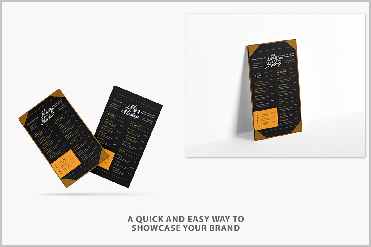 Menu Mockup PSD, an Advertising Mockup by Bruno's Shop (Photo 2 of 4)