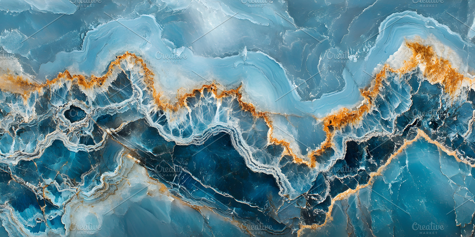 Blue Agate Geode with Gold Veins, Natural Crystal Texture, a Background Photo by Photostock