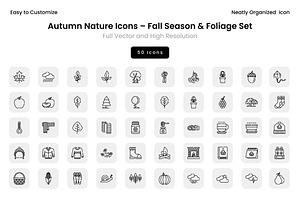 Autumn Nature Icons – Fall Season &, an Icon by Wencory