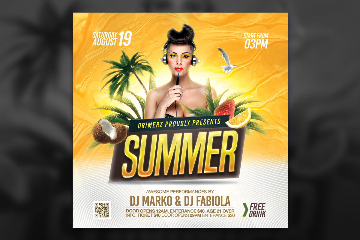 Summer DJ Flyer, a Flyer Template by drimerz (Photo 2 of 2)