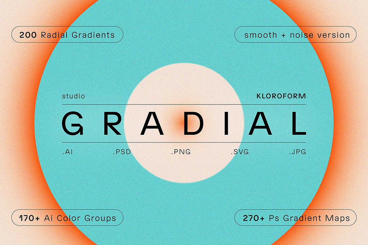 GRADIAL - 200 Radial Gradients, a Background Graphic by kloroform (Photo 1 of 12)