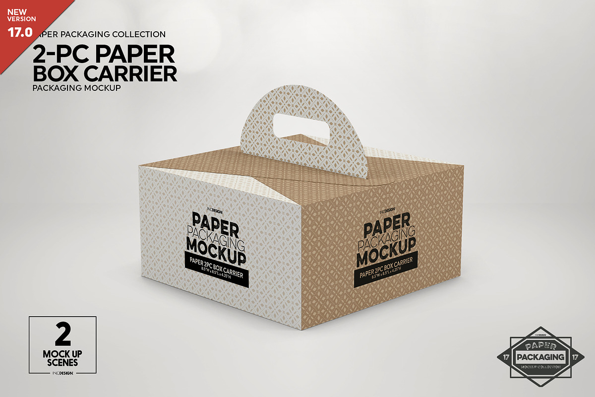2pc PaperBox Carrier PackagingMockup, a Packaging Mockup by INCDesign (Photo 1 of 8)