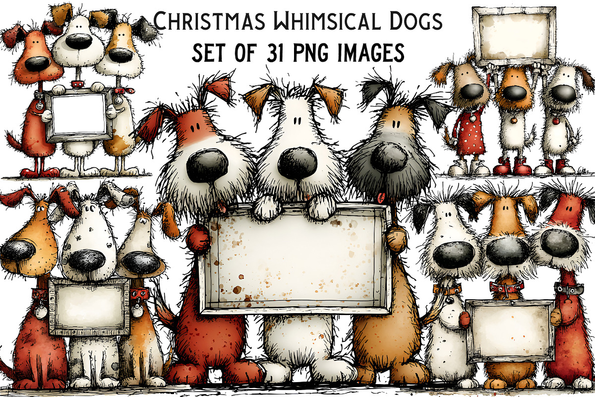 Christmas Whimsical Dogs Clipart, an Illustration by Craft Nest (Photo 1 of 8)