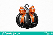 Black Halloween pumpkin png, an Illustration by Watercolor design (Thumbnail 1 of 3)