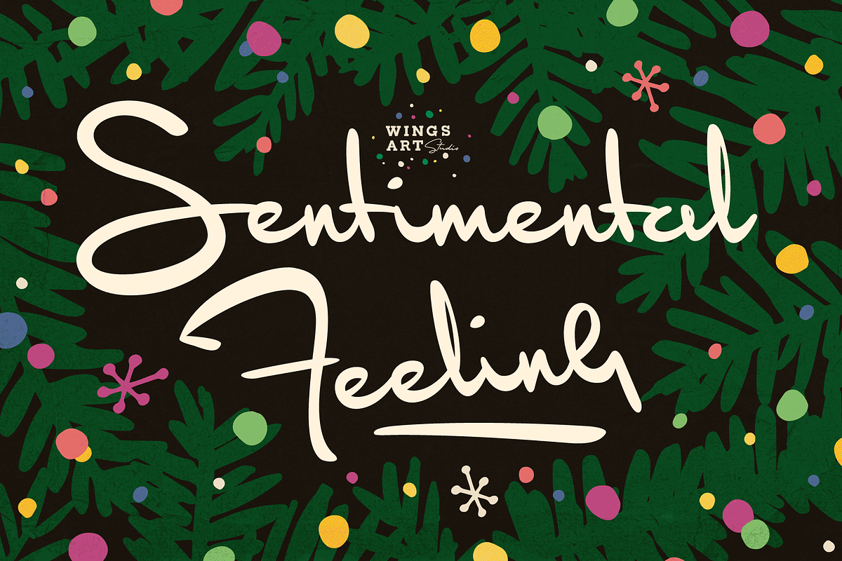 Sentimental Feeling - Christmas Font, a Script Font by Wingsart Studio (Photo 1 of 11)