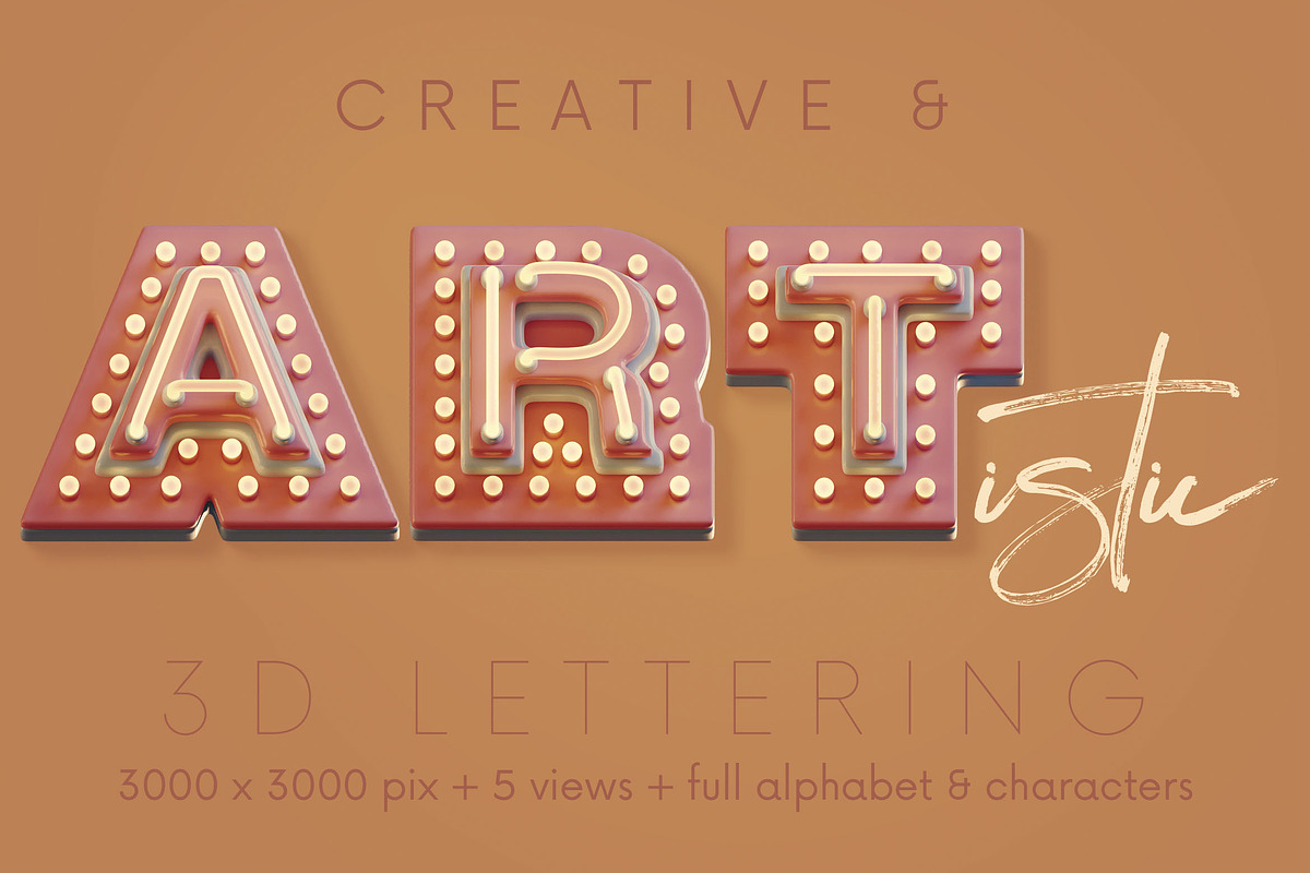 Theater Lights - 3D Lettering, a Graphic by MIIM (Photo 4 of 8)