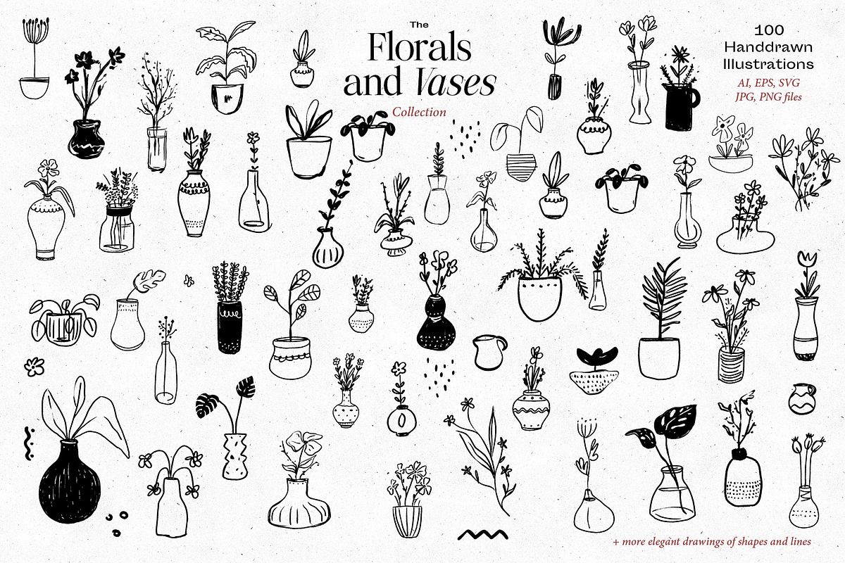FLOWERS AND VASES Illustrations, a Decorative Illustration by dicreate (Photo 2 of 12)