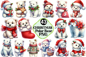 Cute Christmas Polar Bear Clipart, an Illustration by Pixels.Craft