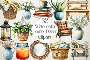 Watercolor Home Decor Clipart Bundle, an Illustration by DreamPrint404 (Thumbnail 1 of 7)