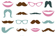 Mustache & Lips Vectors and Clipart, an Illustration by PinkPueblo (Thumbnail 3 of 3)
