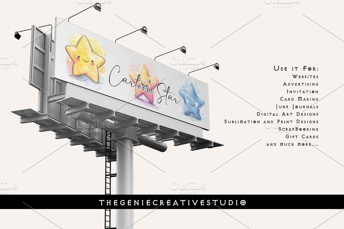Cartoon Star PNG Clipart Set, an Object Illustration by Geniecreativestudio (Photo 8 of 9)