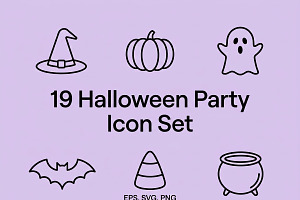 19 Halloween Party Icon Set