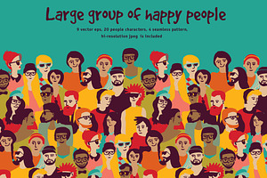 Group of happy people vector set