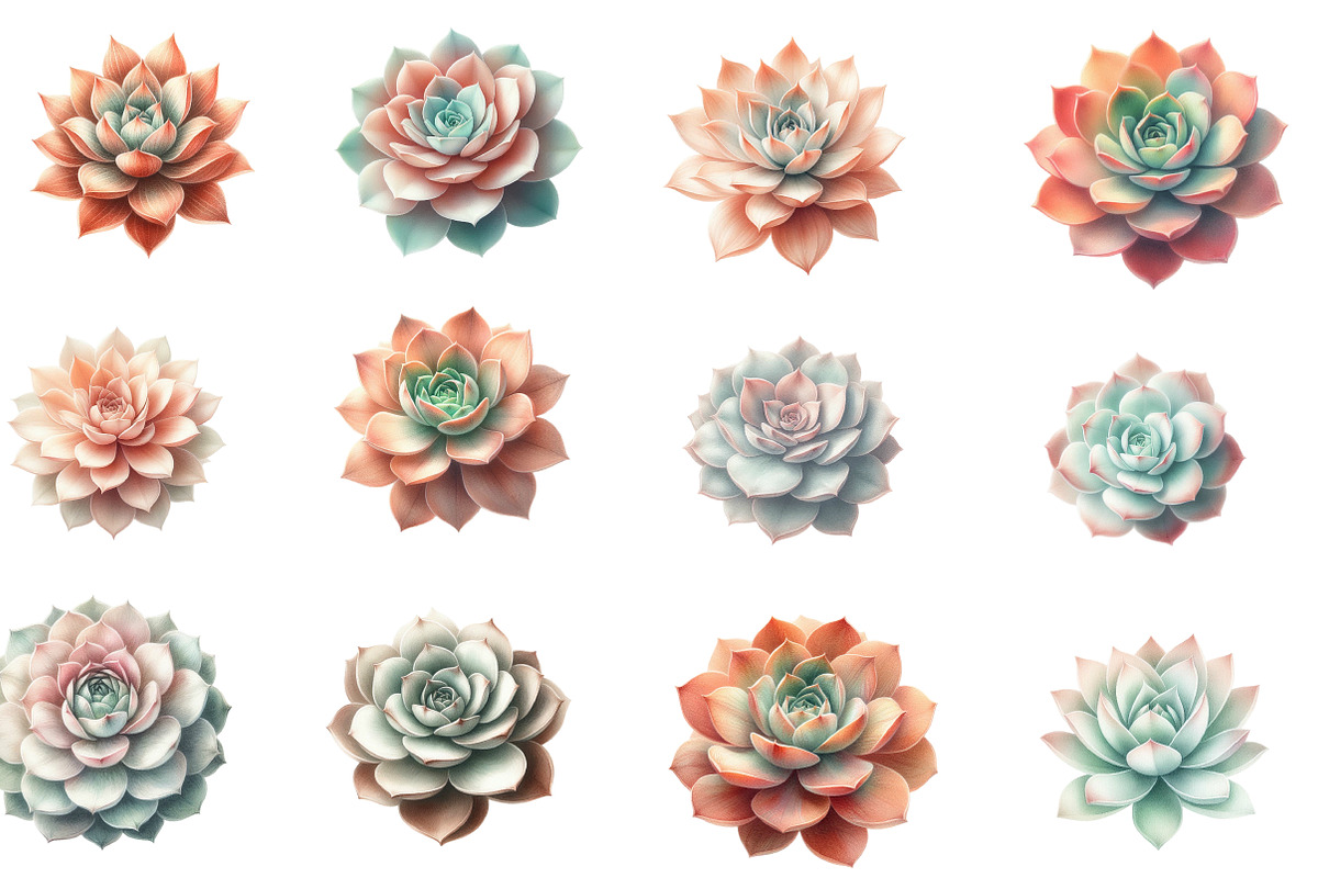 Watercolor Boho Succulents Clipart, an Illustration by Designworld (Photo 3 of 5)