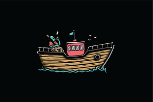 Skeleton on Boat, an Object Illustration by nomlimo.com