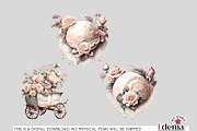 Vintage Romantic Flowers Cliparts, a Decorative Illustration by EdeniaArtStudio (Thumbnail 9 of 10)