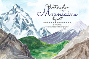 Mountains clipart Watercolor graphic