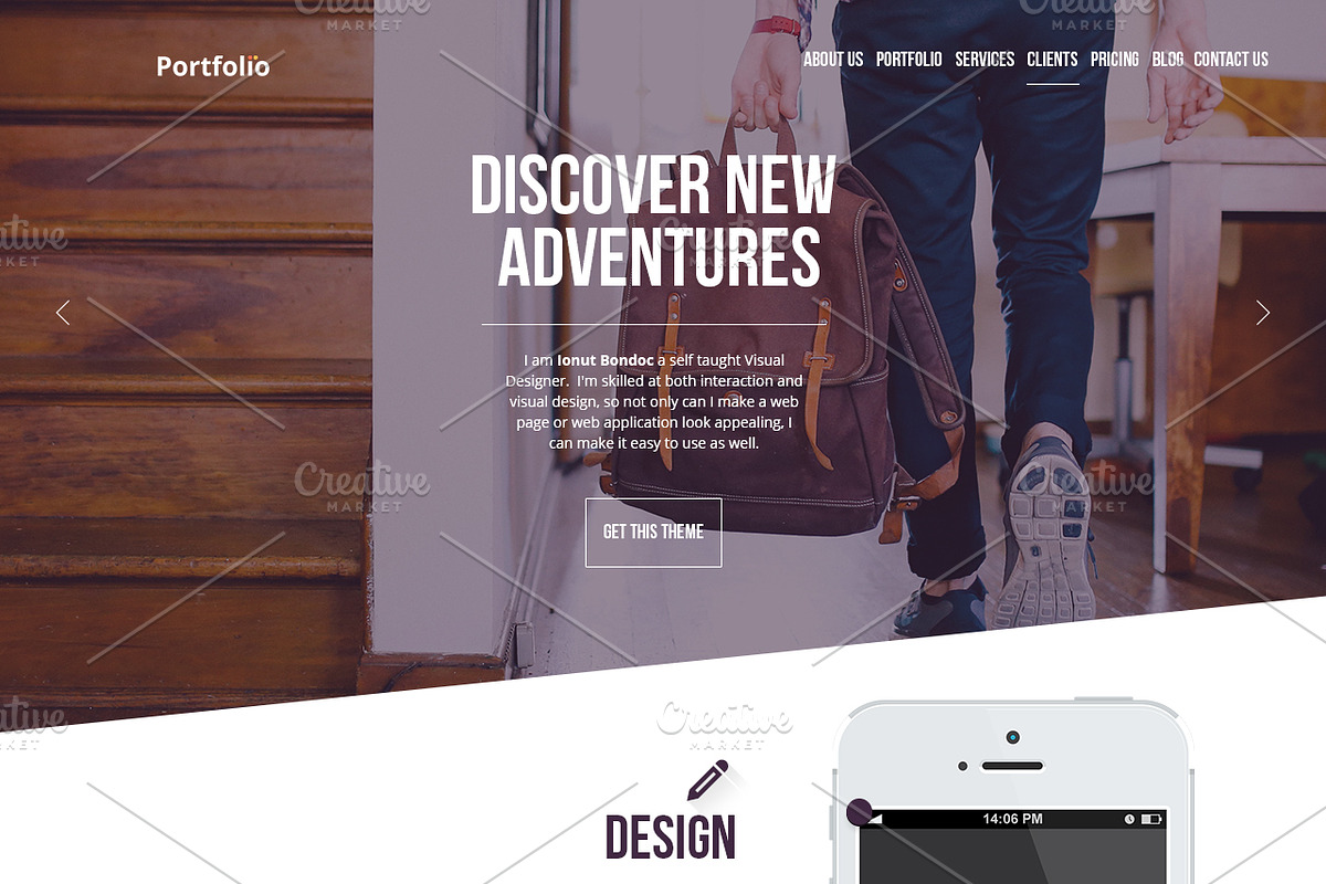 Portfo.lio One Page Template, a Landing Page Template by IB (Photo 2 of 4)