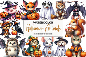 Halloween Animals Clipart, an Illustration by DreamArtGraphic