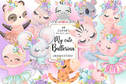 My Cute Ballerina Clipart, a Decorative Illustration by Masha  Studio (Thumbnail 1 of 11)
