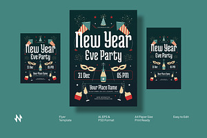 Green New Year Eve Flyer, a Flyer Template by Neermana