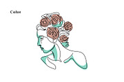 Line Art Woman Flower Illustration, a Decorative Illustration by Brand_Hero (Thumbnail 3 of 4)